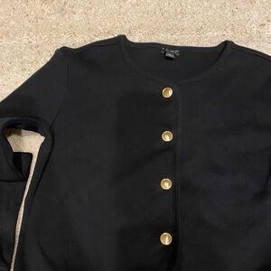 Ann Taylor Elegant Black Knitwear with darling Gold buttons! Size M